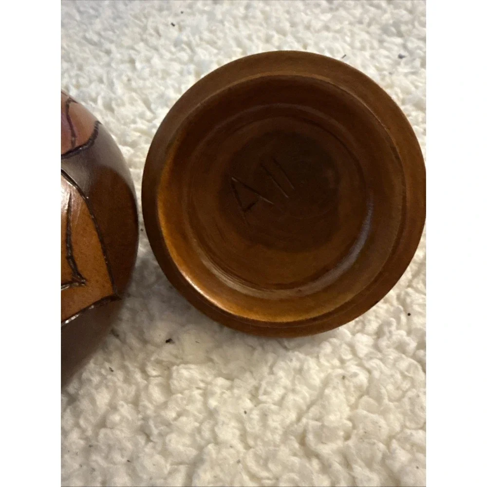 Vintage Hand-Carved Wooden Trinket Box